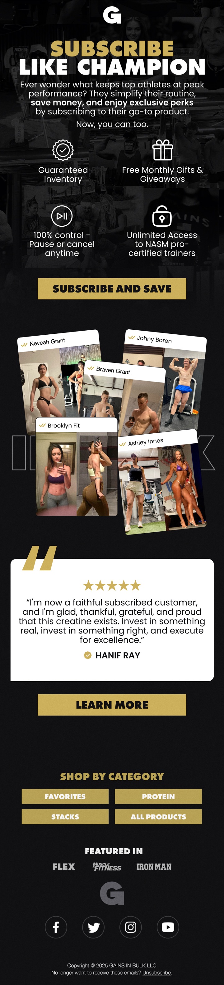 Email diseñado para Gains in Bulk